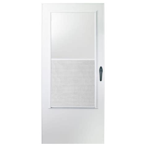 White Universal Full View Retractable Aluminum Storm Door with Nickel Hardware. . Lowes storm doors 32 x 80